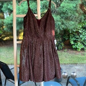 B Darlin Maroon Sparkly Homecoming/Prom Dress with Pockets
